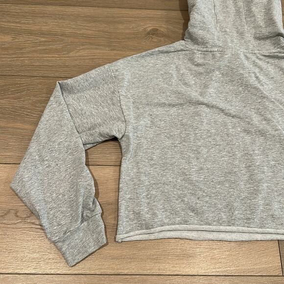 ZYIA ACTIVE Heathered Gray Raw Edge Cropped Pullover Cotton Gym Hoodie Size XS - Picture 6 of 11